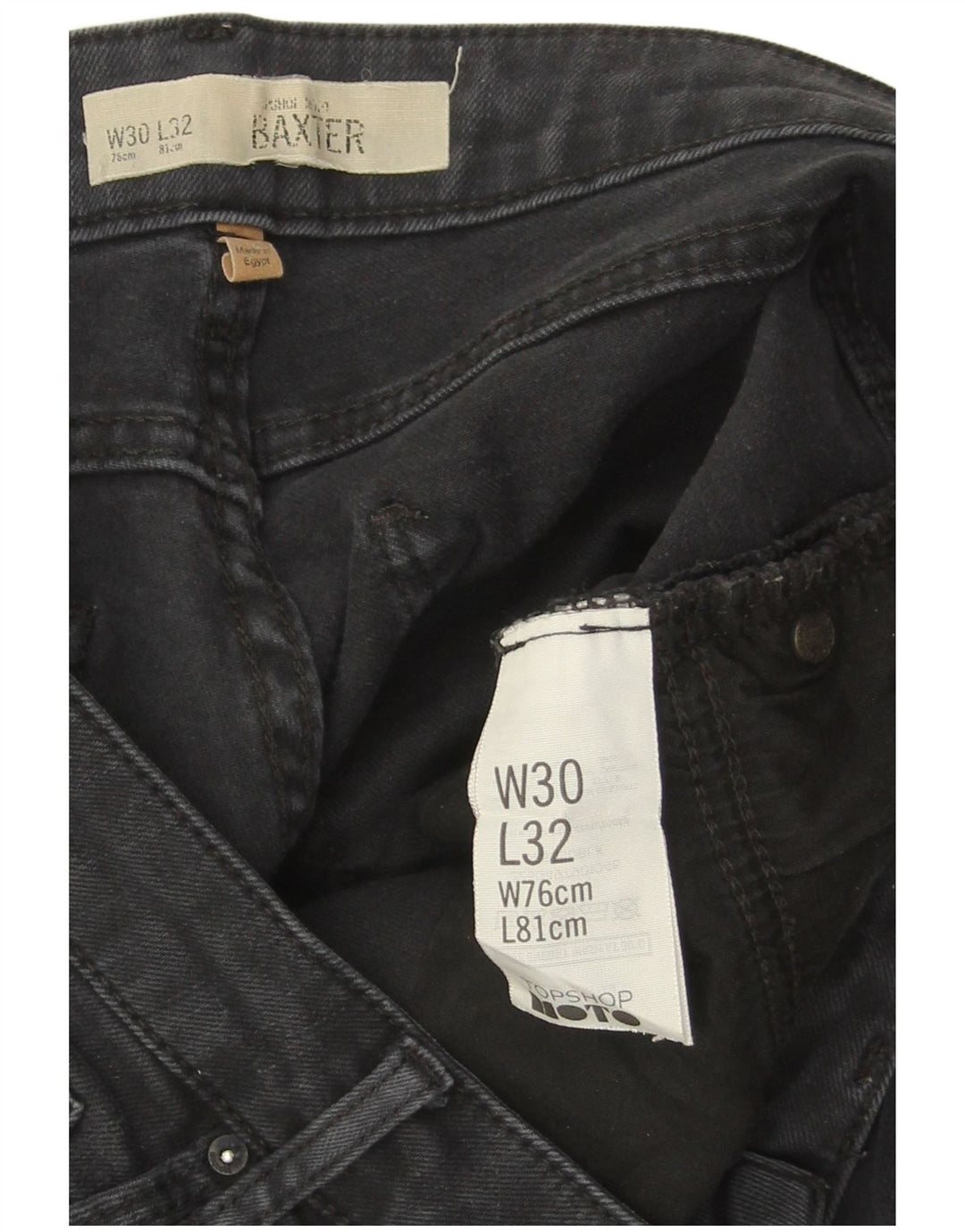 TOPSHOP Damen Baxter Slim Jeans W30 L32 Schwarze Baumwolle