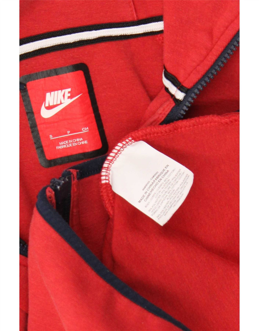 Nike Herren-Kapuzenpullover mit Reißverschluss, klein, aus roter Baumwolle