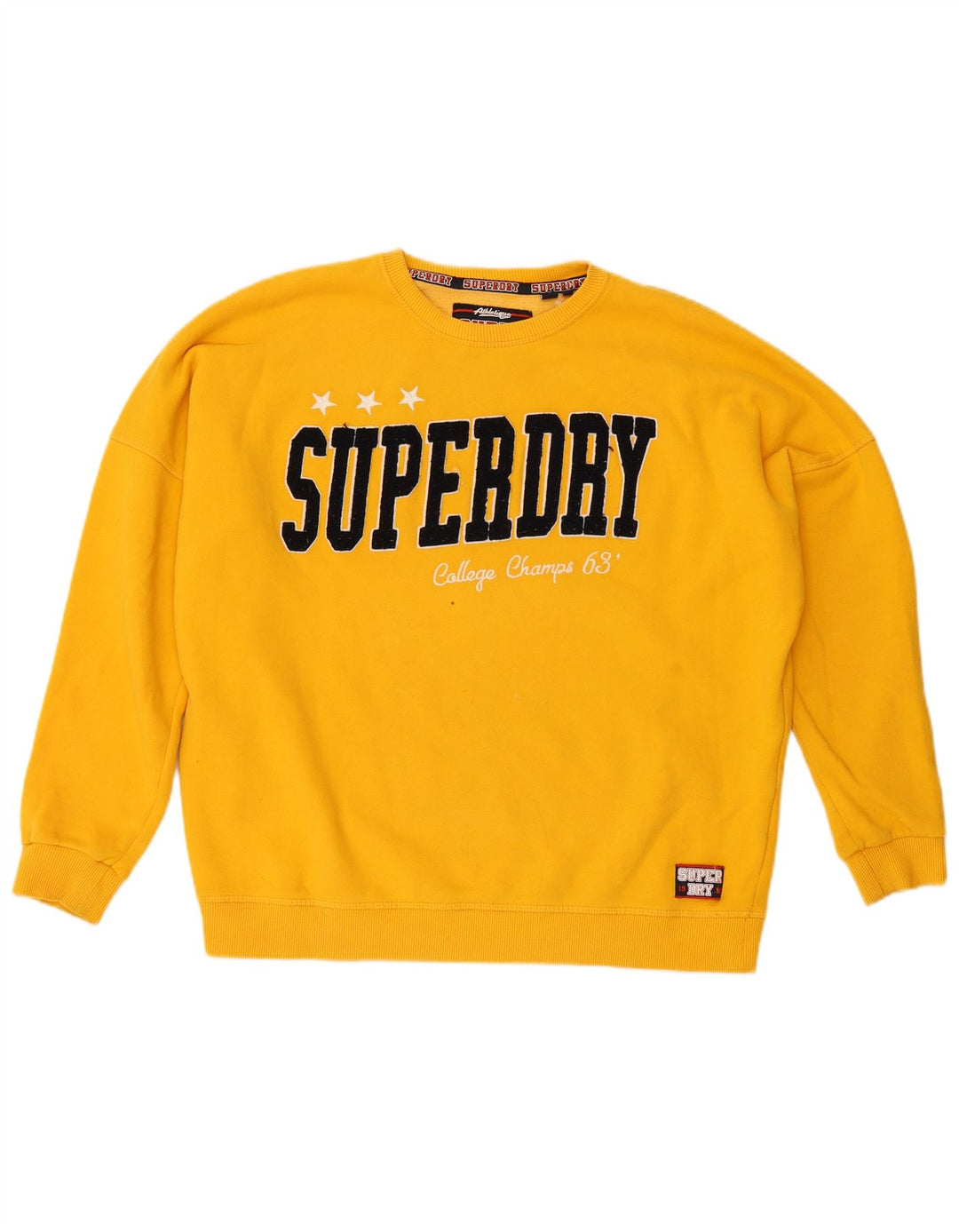 SUPERDRY Übergroßer Grafik-Sweatshirtpullover für Damen, UK 12, Mittelgelb