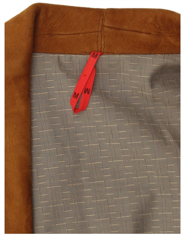 Vintage Womens Crop Oversized Suede Jacket UK 14 Medium Brown Leather