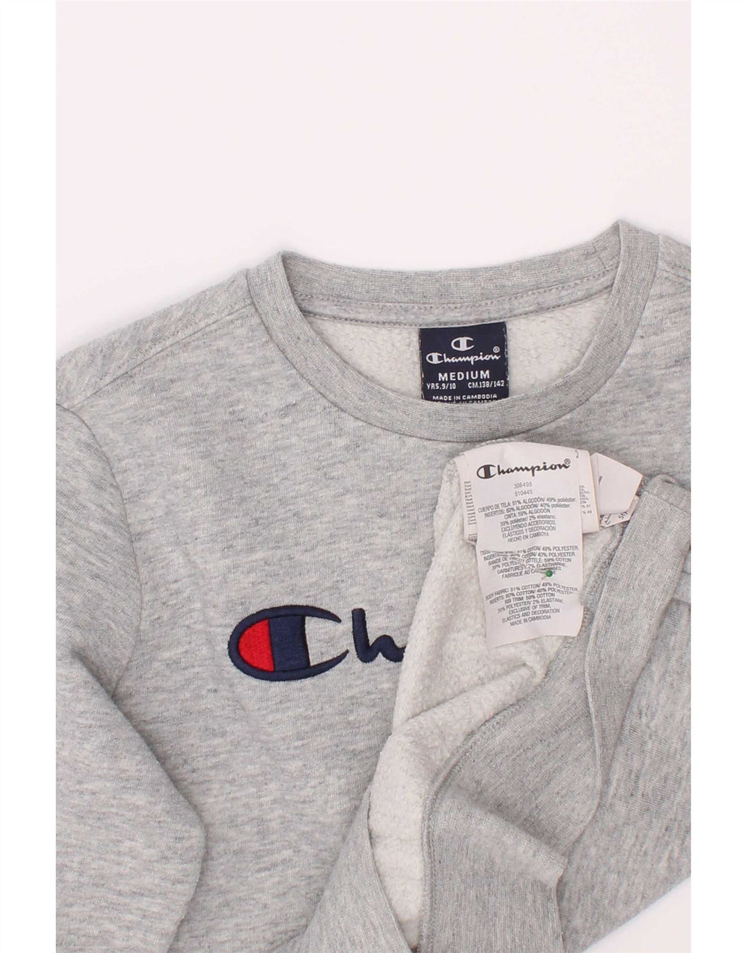 Champion Sweatshirt-Pullover mit Grafik für Jungen, 9–10 Jahre, Mittelgrau meliert