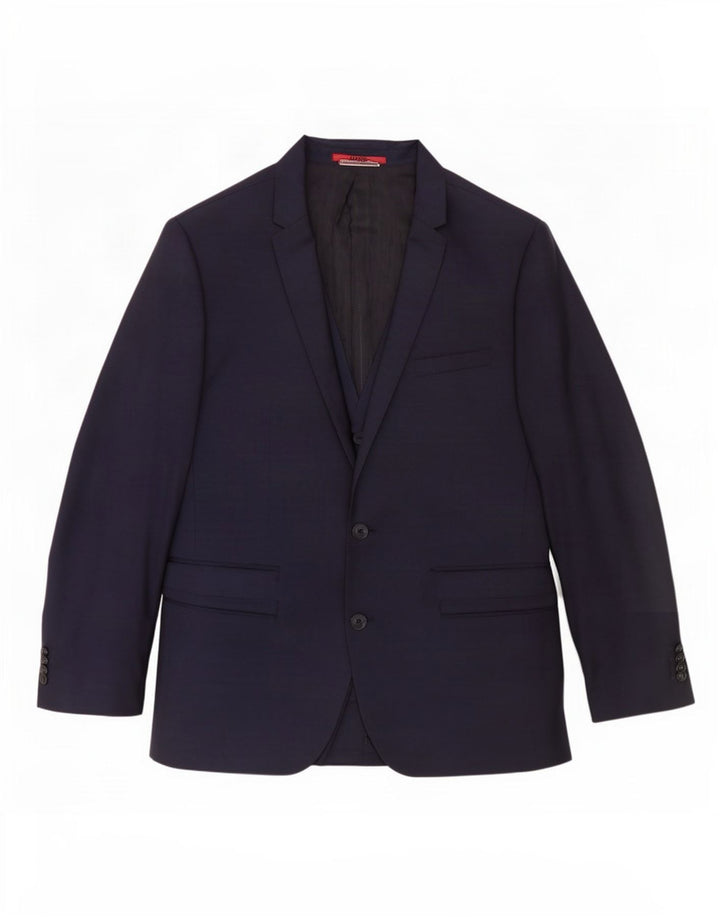 Hugo Boss Herren-Blazer mit 2 Knöpfen, EU 48, mittelmarineblaue Wolle
