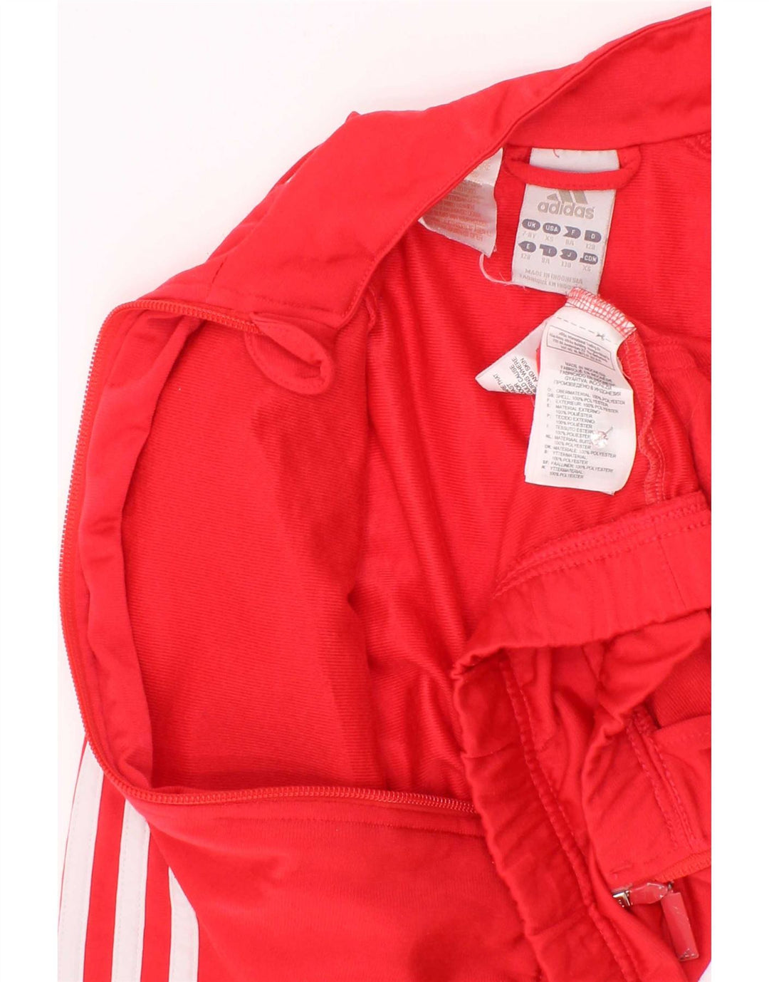 Adidas Mädchen-Trainingsanzug-Top-Jacke, 7–8 Jahre, rotes Farbblock-Polyester