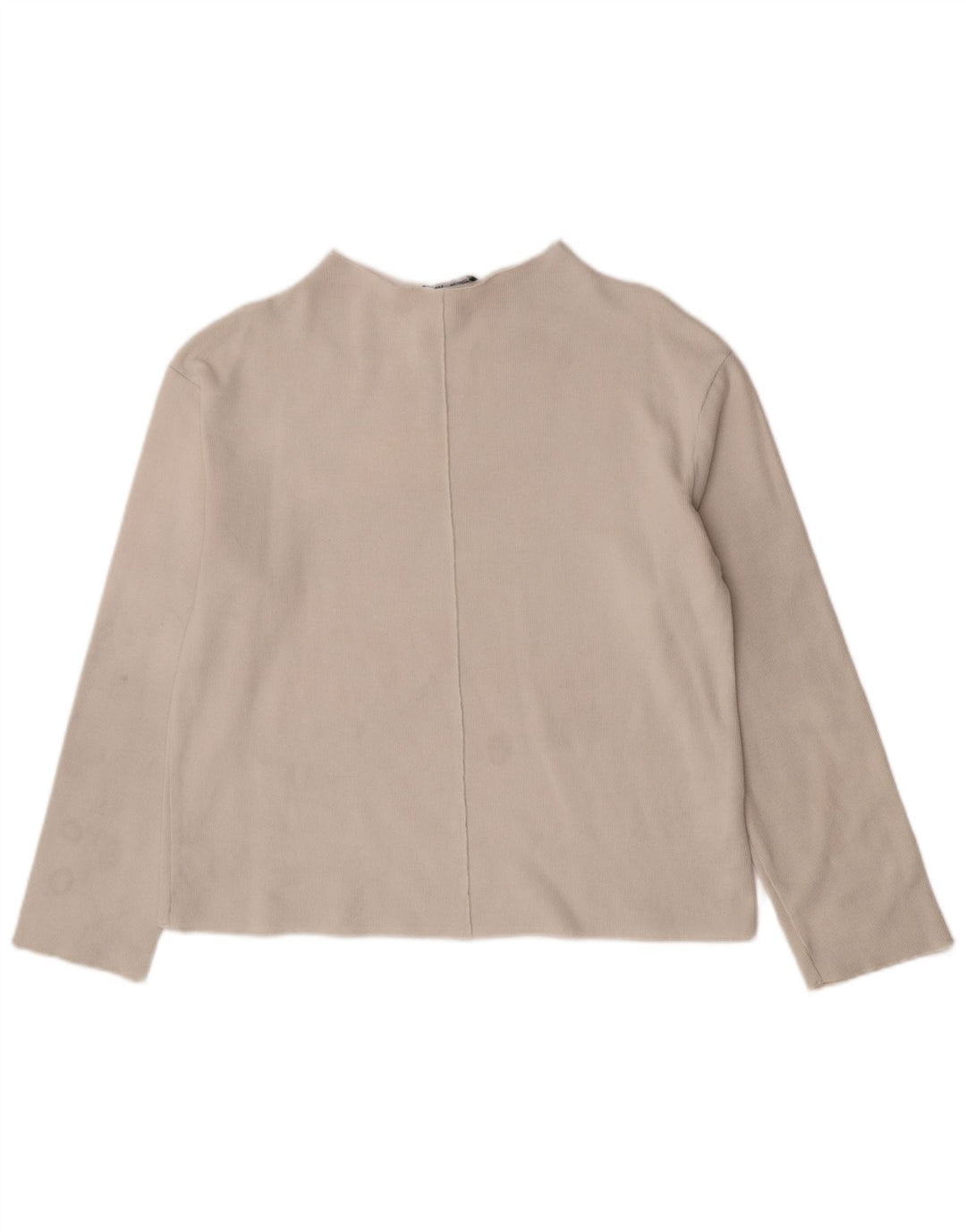 Zara Damen Top Langarm UK 14 Mittelweiße Baumwolle