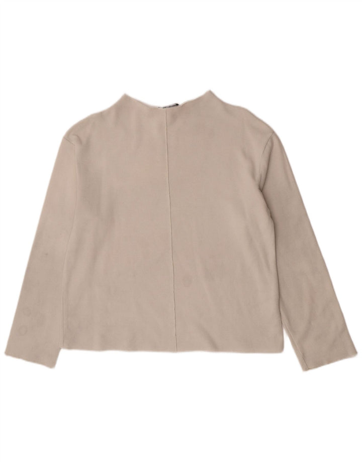 Zara Damen Top Langarm UK 14 Mittelweiße Baumwolle