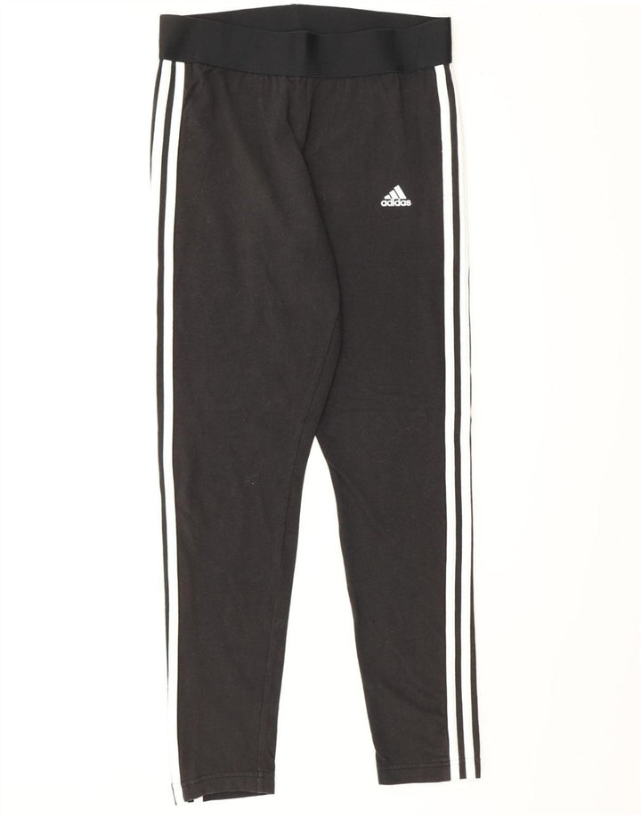 ADIDAS Damen Leggings UK 12/14 Mittelschwarze Baumwolle