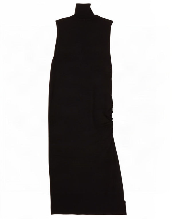 Zara Damen Ärmelloses Maxikleid UK 14 Large Schwarz Viskose