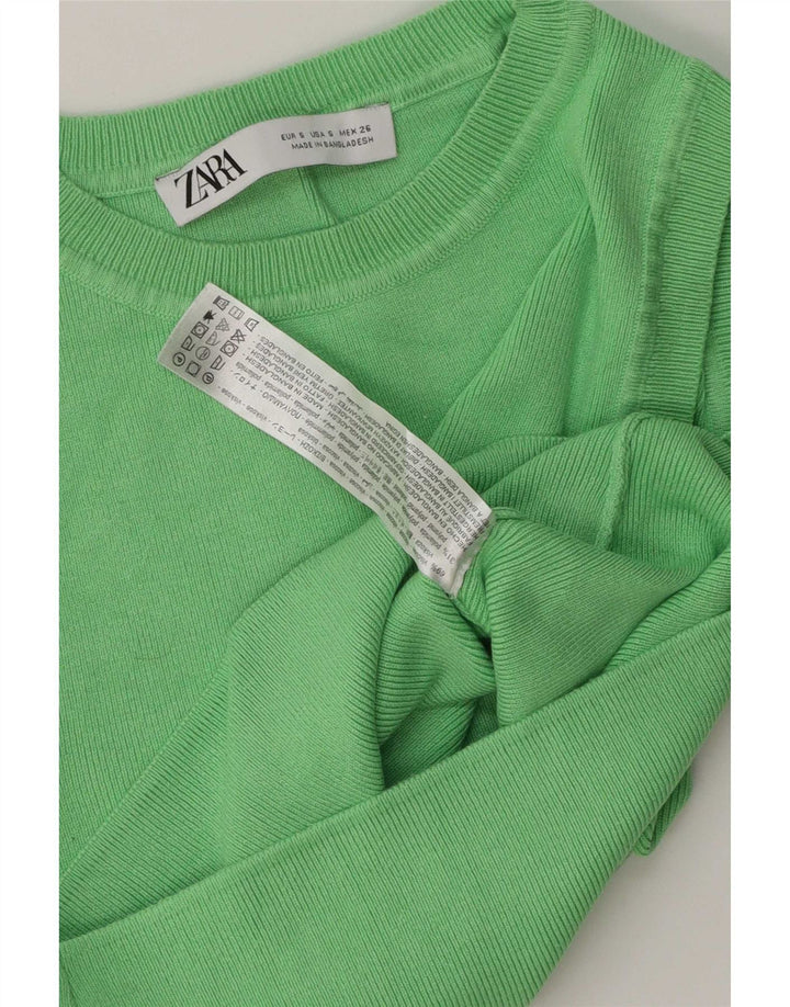 Zara Damen Crop Vest Top UK 10 Small Grüne Viskose