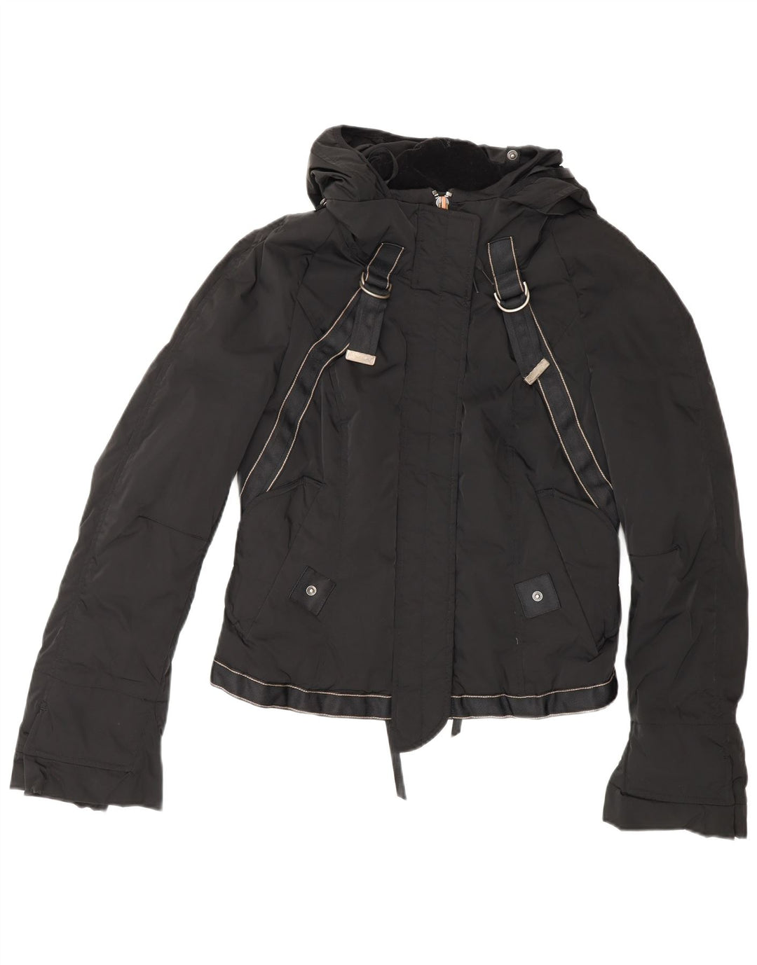 Marithe Francois Girbaud Wattierte Damenjacke mit Kapuze IT 42 Medium Schwarz