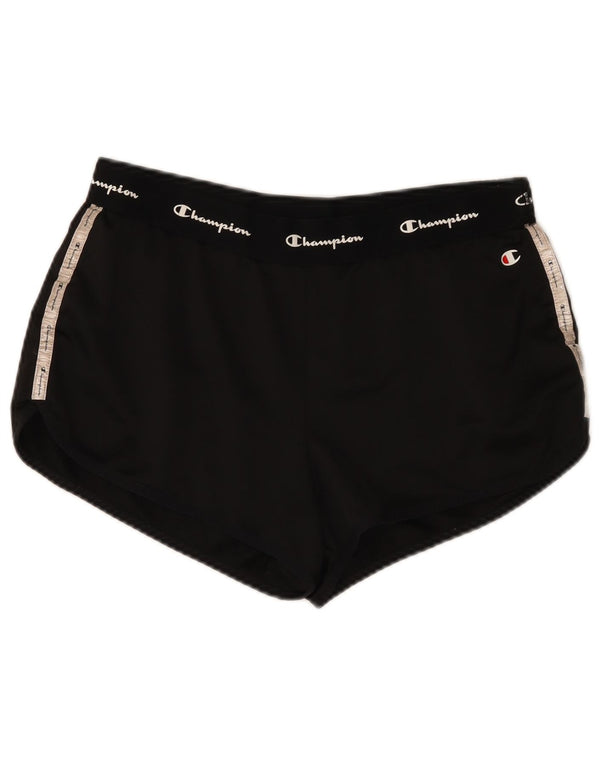 Champion Womens Graphic Sport Shorts UK 14 Large Schwarz Colourblock