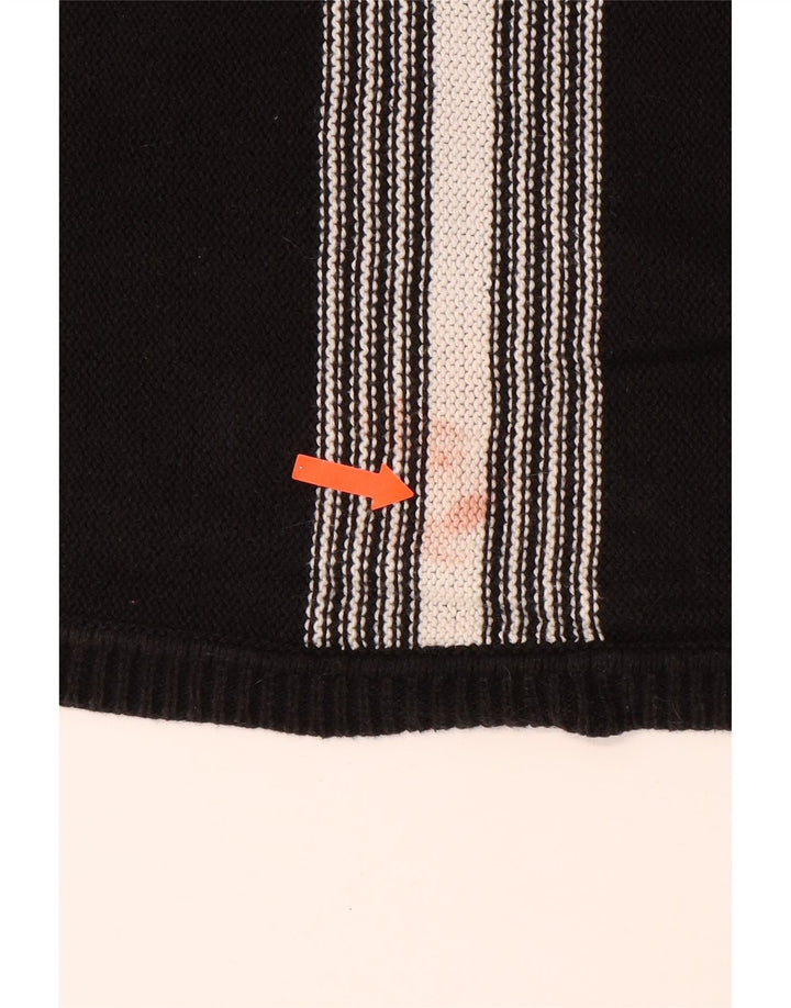 CALVIN KLEIN Herren-Pullover mit U-Boot-Ausschnitt, mittelschwarz, gestreift, Baumwolle