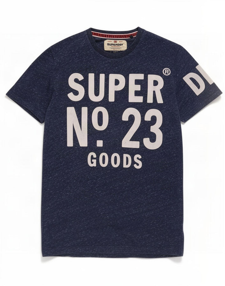 Superdry Herren-T-Shirt mit Grafik, Größe S, Marineblau gesprenkeltes Polyester