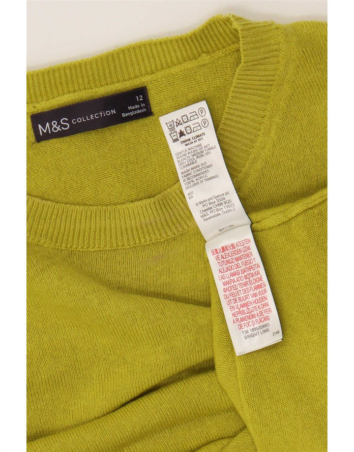 Marks & Spencer Damen Pullover mit Rundhalsausschnitt, UK 12, Mittelgrün, Acryl