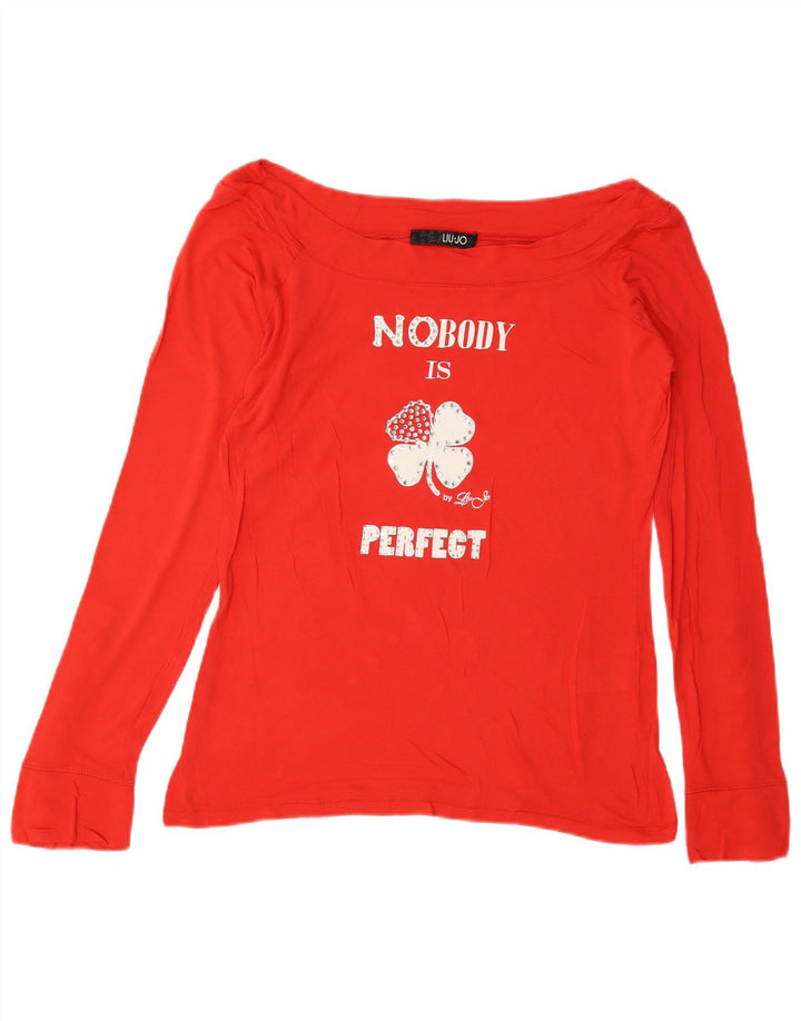 Liu Jo Damen Crop Graphic Top Langarm IT 44 Mittelrot