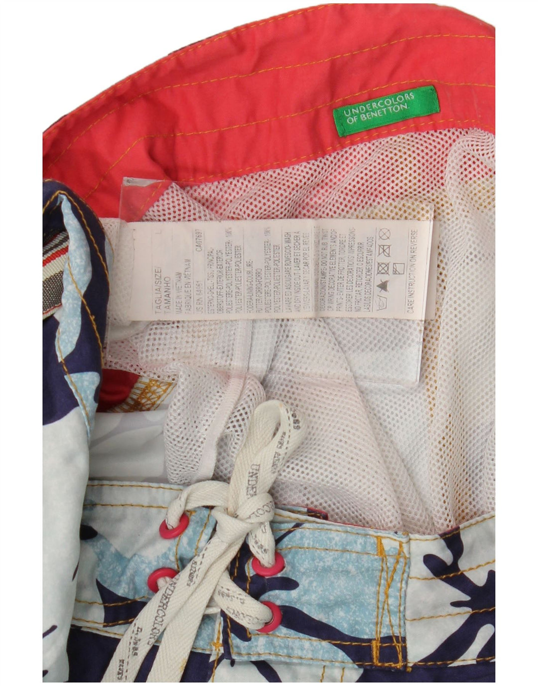 Benetton Herren-Badeshorts, groß, marineblau, geblümt, Polyester