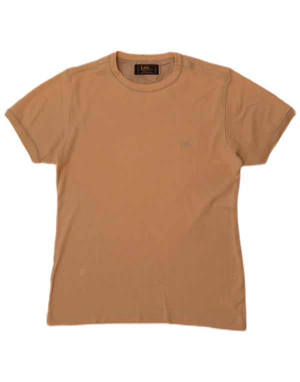 Lee Damen T-Shirt Top UK 14 Large Beige Baumwolle