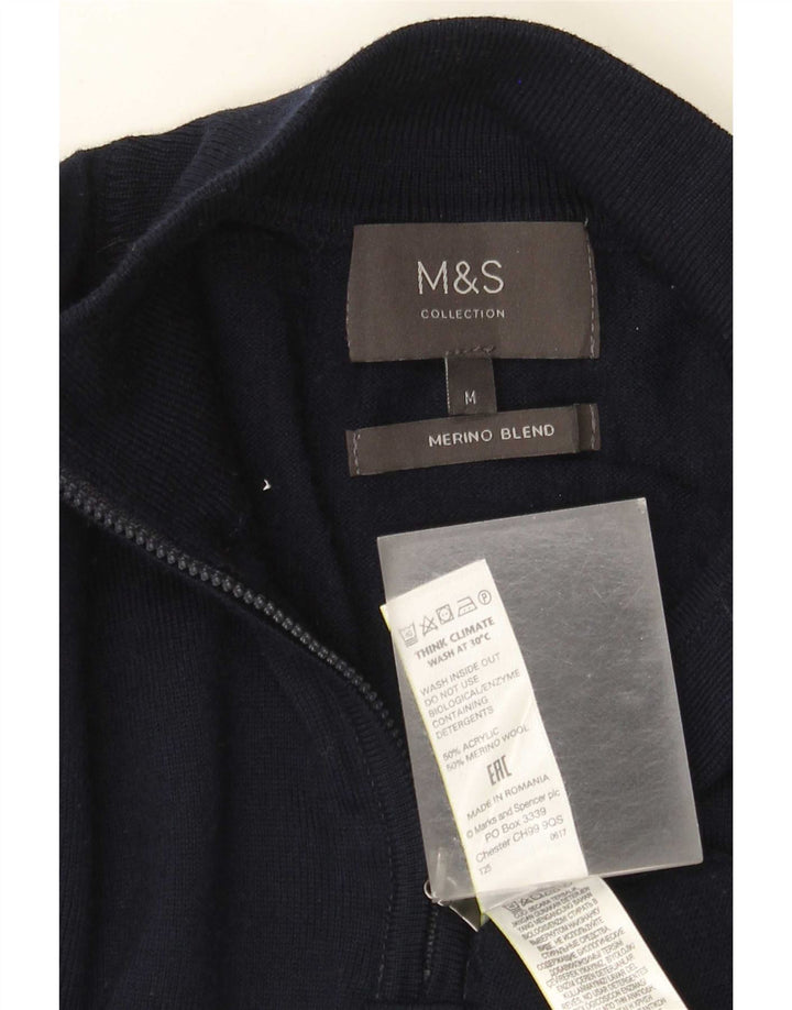 Marks & Spencer Herren-Pullover mit Reißverschluss am Hals, mittelgroßes Marineblau, Acryl