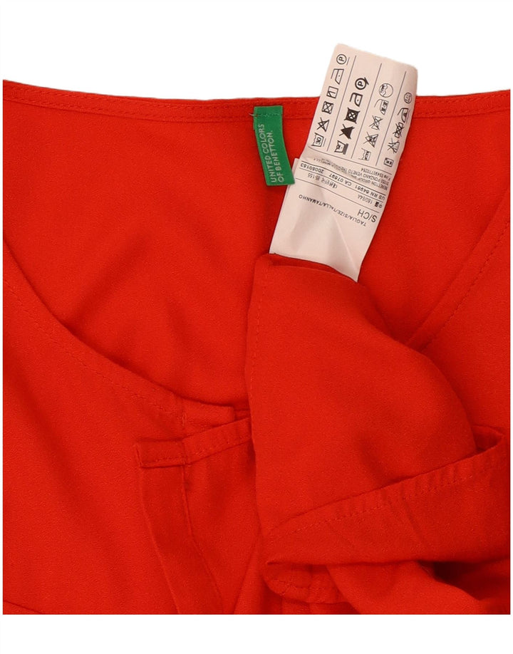 Benetton Damen-Hemdbluse, UK 10, Größe S, rote Viskose
