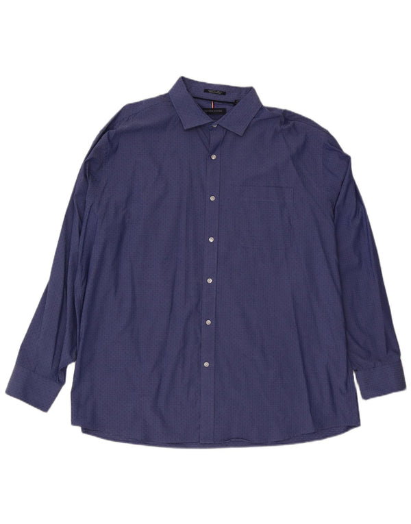 Tommy Hilfiger Herren-Hemd mit normaler Passform, Größe 18 1/2 2XL, blau gepunktete Baumwolle