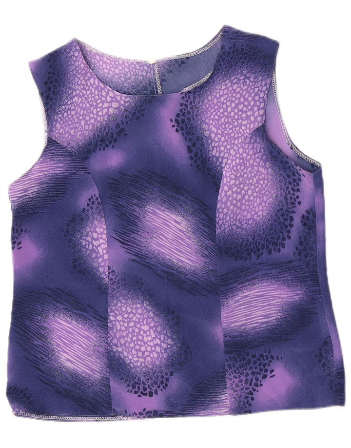 Vintage Damen Ärmelloses Blusentop IT 44 Mittellila gefleckt