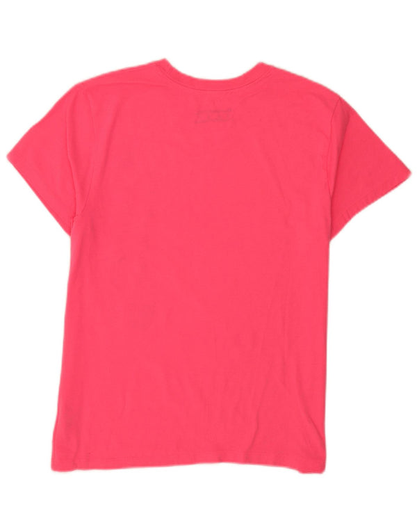 Champion Womens Graphic T-Shirt Top UK 12 Mittelrosa Baumwolle