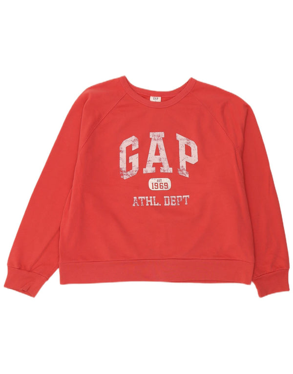 Gap Womens Graphic Loose Fit Sweatshirt Pullover UK 20 2XL Rote Baumwolle