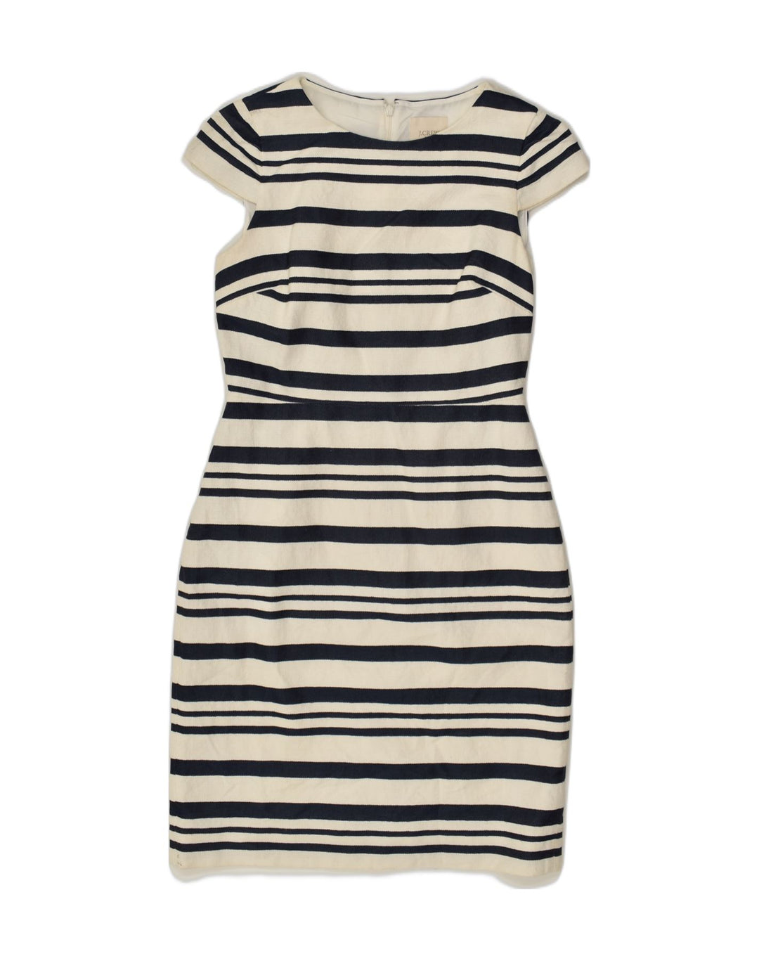 J. CREW Womens Bodycon Dress US 4 Small White Striped Cotton | Vintage J. Crew | Thrift | Second-Hand J. Crew | Used Clothing | Messina Hembry 