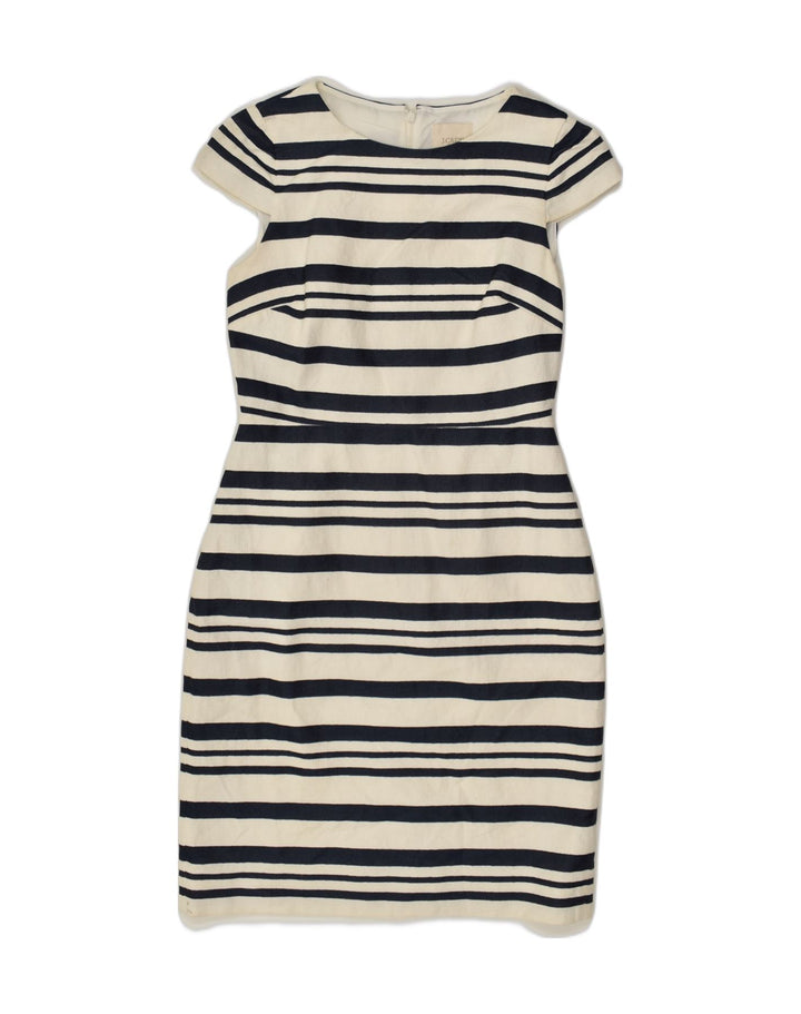J. CREW Womens Bodycon Dress US 4 Small White Striped Cotton | Vintage J. Crew | Thrift | Second-Hand J. Crew | Used Clothing | Messina Hembry 