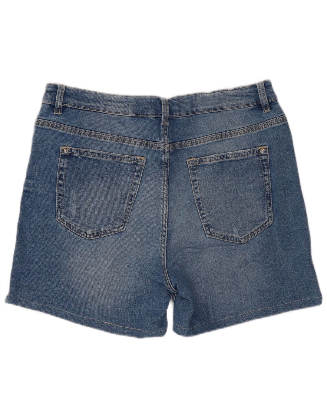 Marks & Spencer Damen-Jeansshorts im Used-Look, UK 12, Mittel W30, Blau, Baumwolle
