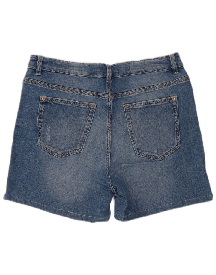 Marks & Spencer Damen-Jeansshorts im Used-Look, UK 12, Mittel W30, Blau, Baumwolle