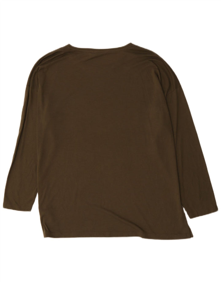 Marks & Spencer Damen Übergroßes grafisches Top Langarm UK 18 XL Khaki