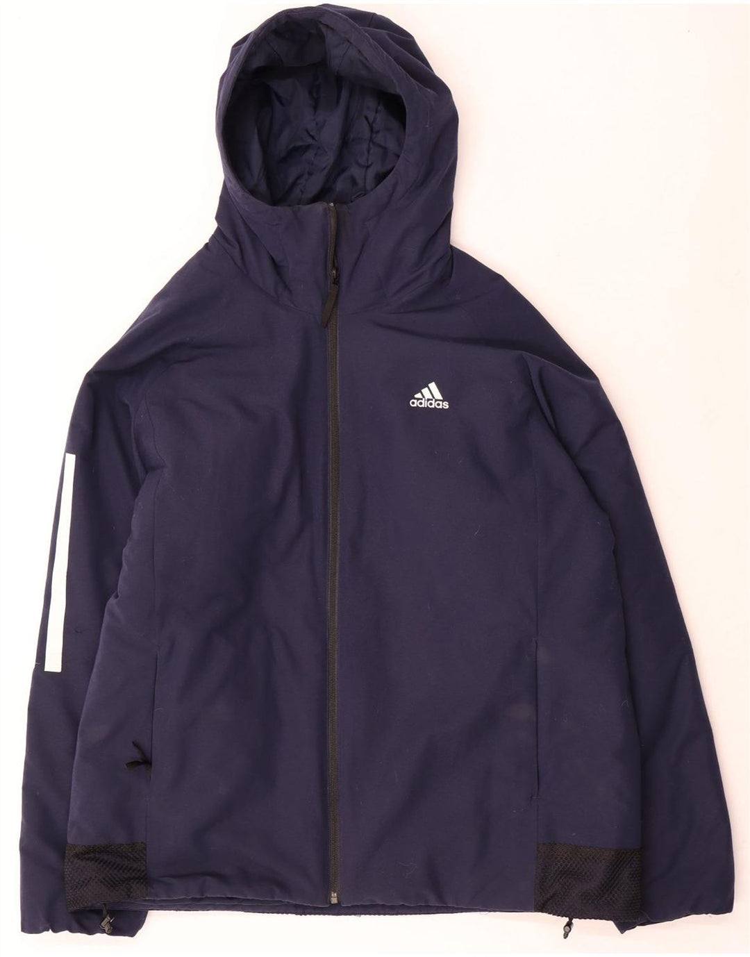 Adidas Herren-Windbreakerjacke mit Kapuze, UK 40, Größe L, Marineblau, Polyester