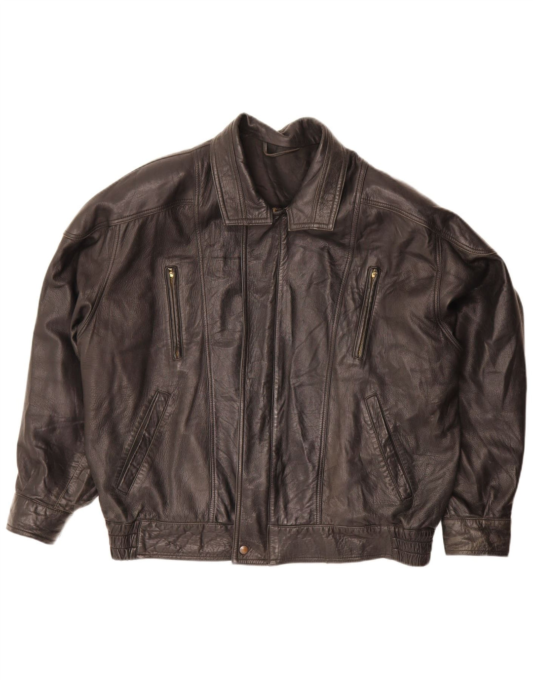 Vintage Herren Lederjacke UK 42 XL Schwarzes Leder