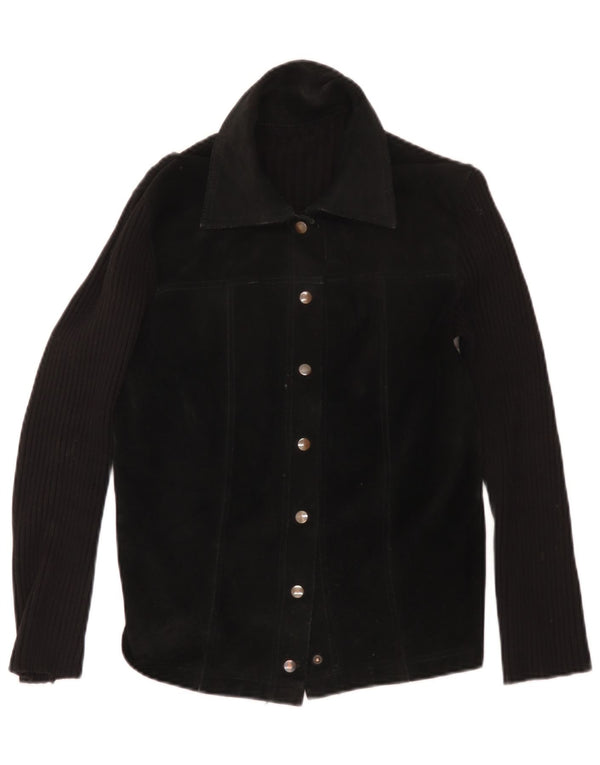 Vintage Mädchen Wildlederjacke 11-12 Jahre Schwarz