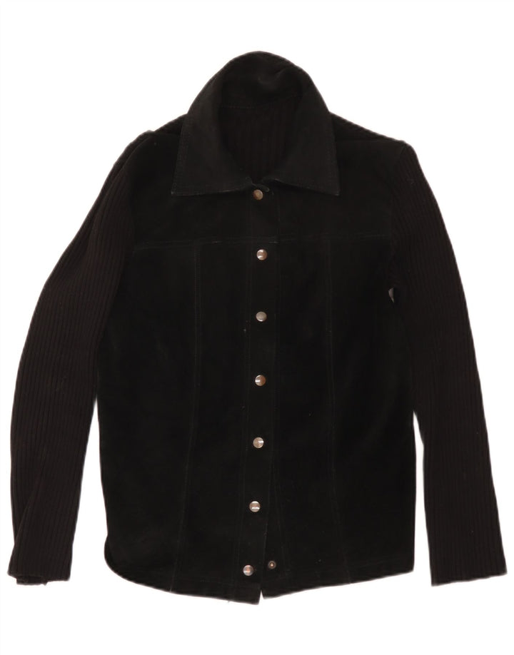 Vintage Mädchen Wildlederjacke 11-12 Jahre Schwarz
