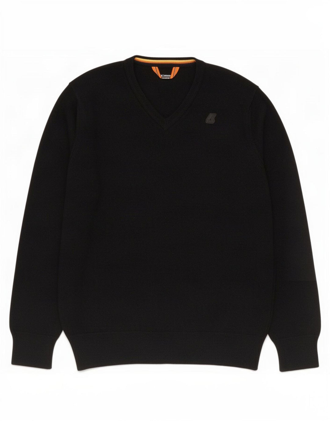 K-Way Herren-Pullover mit V-Ausschnitt aus mittelschwarzer Merinowolle