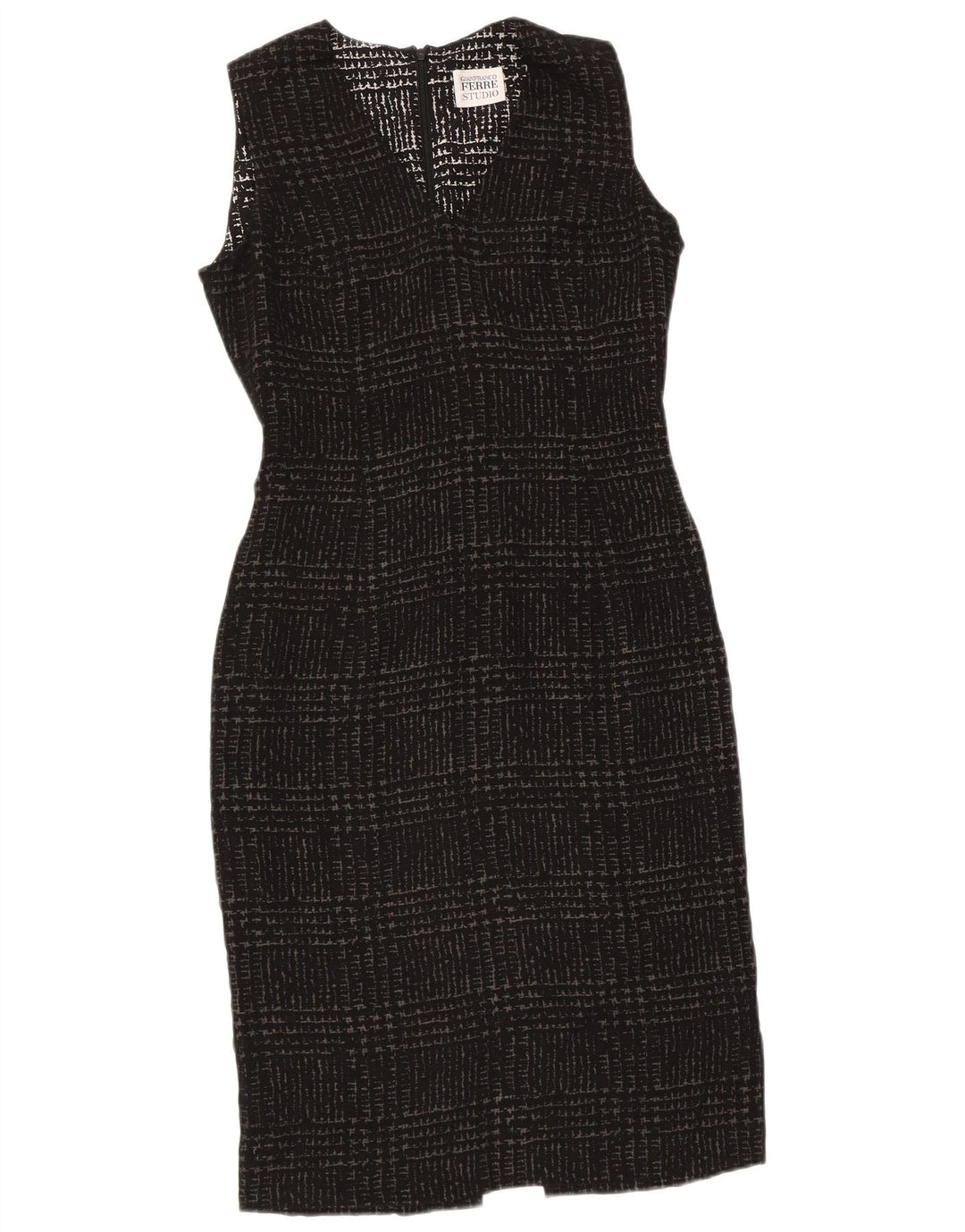 Gianfranco Ferre Damen Etuikleid UK 10 Small Schwarz Hahnentritt