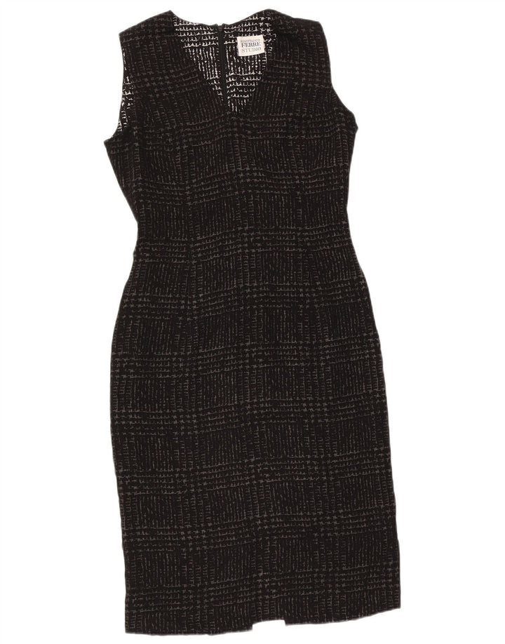 Gianfranco Ferre Damen Etuikleid UK 10 Small Schwarz Hahnentritt