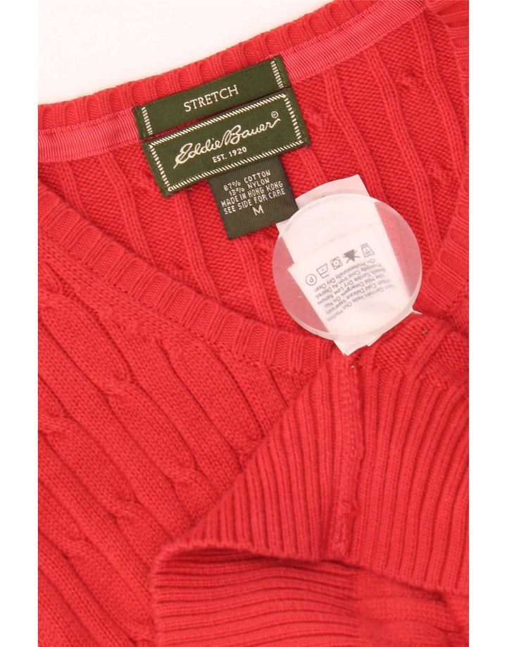 Eddie Bauer Damen-Stretch-Cardigan-Pullover UK 14 Mittelrote Baumwolle