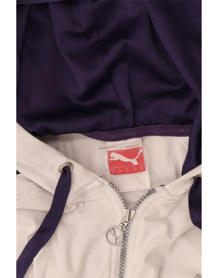 Puma Damen-Kapuzenpullover mit Reißverschluss, UK 12, Mittelweiß, Farbblock