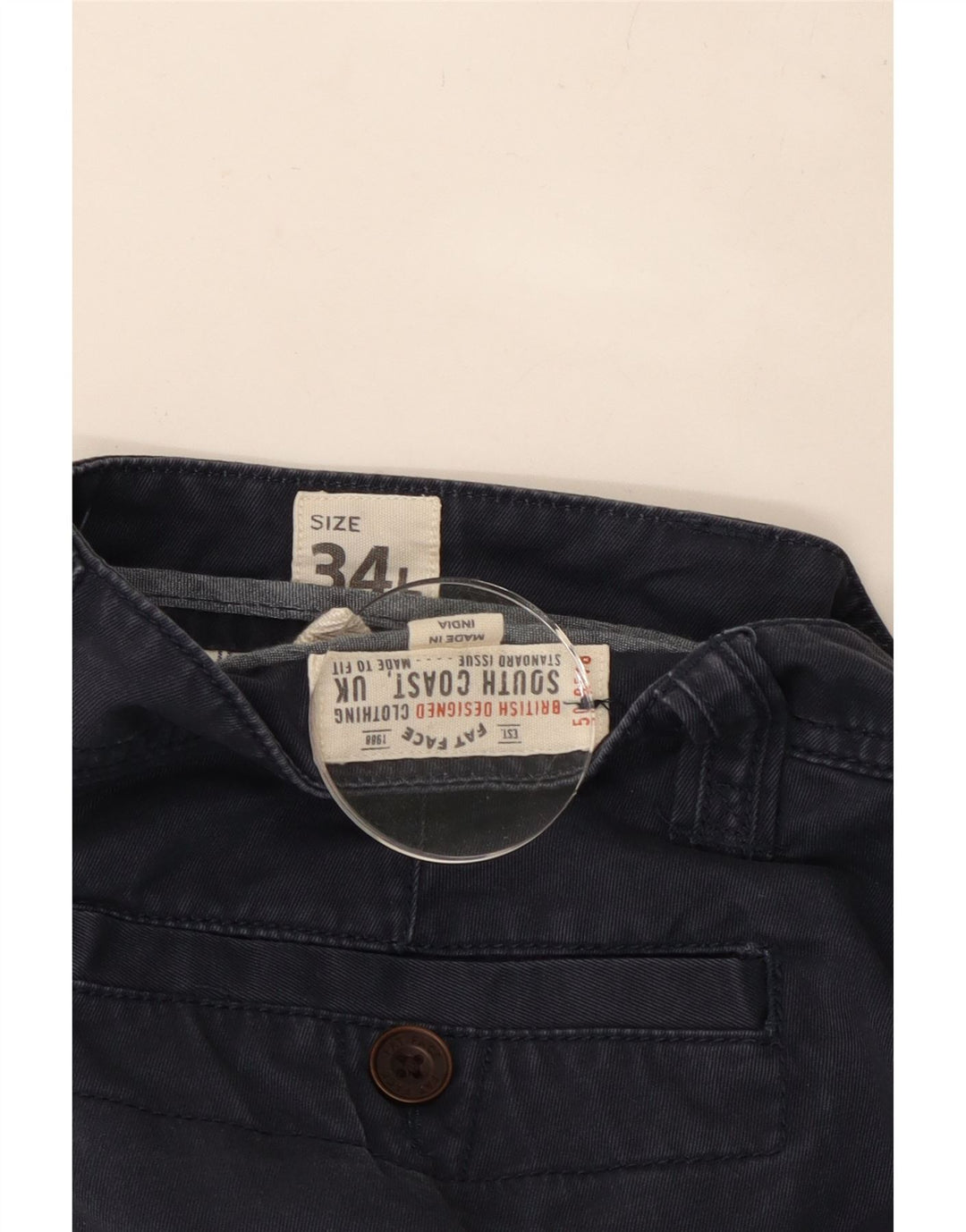 FAT FACE Herren Slim Chinohose W34 L34 Marineblaue Baumwolle