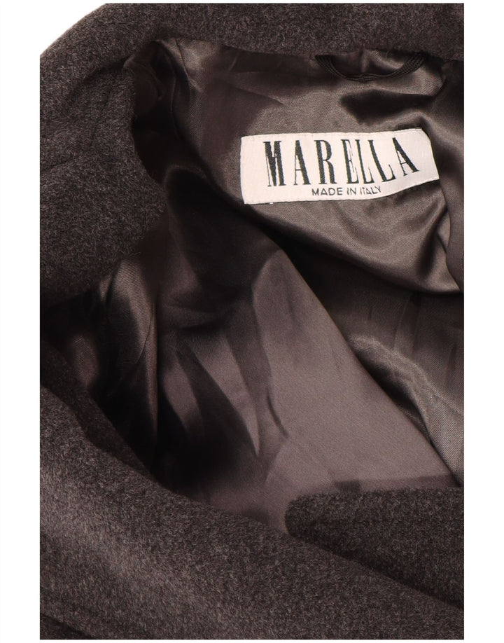 MARELLA Zweireihiger Damenmantel UK 14 Große graue Schurwolle