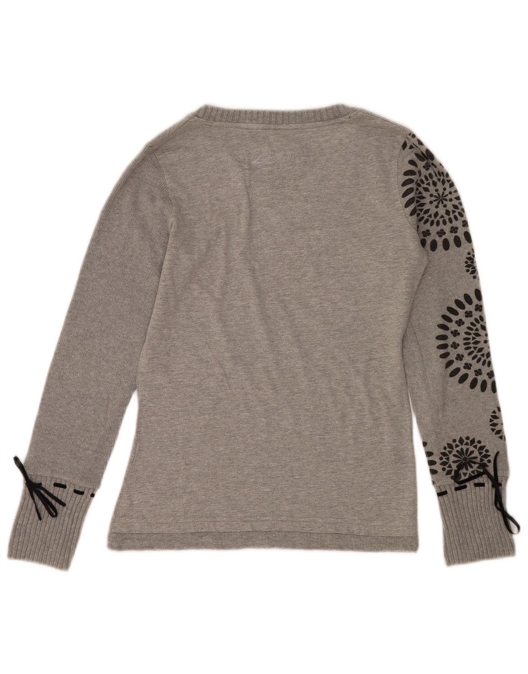 Desigual Damen Graphic Top Langarm UK 14 Mittelgraues Herz