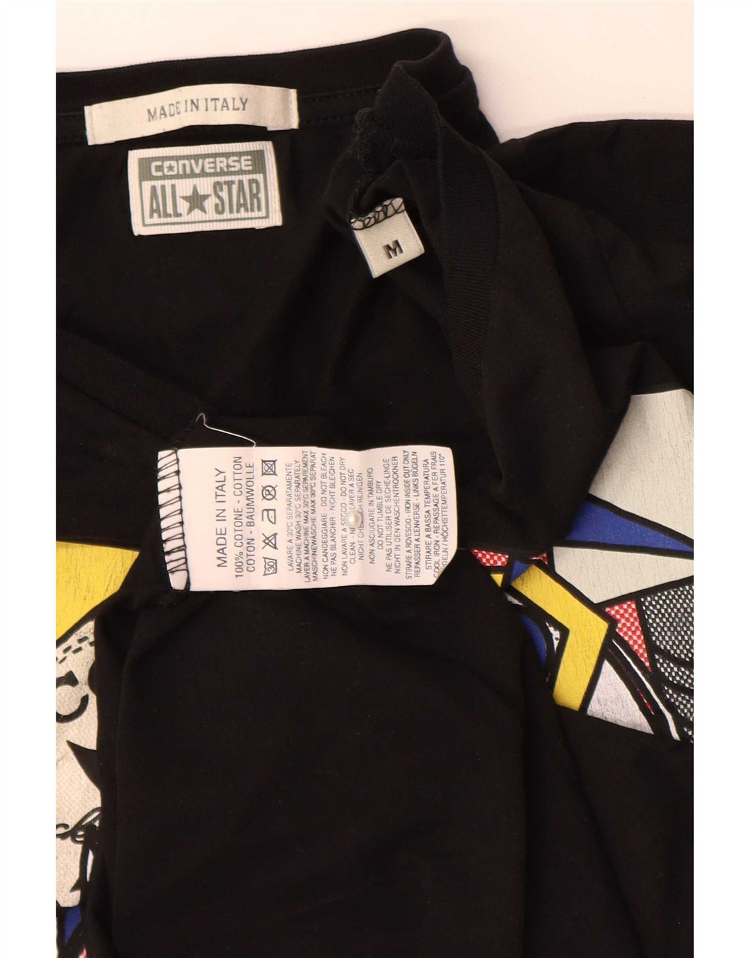 Converse Womens Graphic Top Langarm UK 12 Mittelschwarze Baumwolle