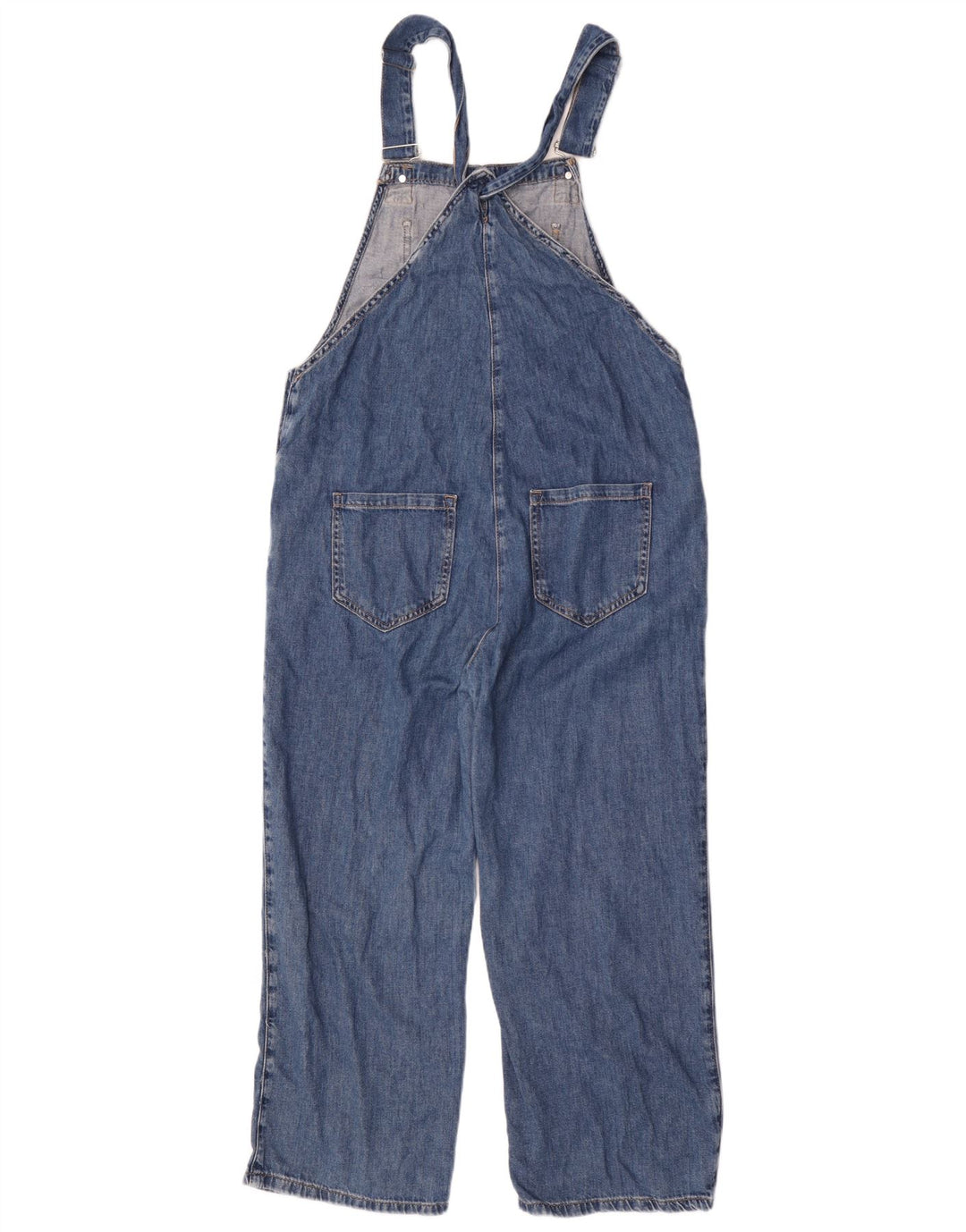 Zara Damen-Latzhose, Jeans, Größe L, W30, L25, Blau, Baumwolle
