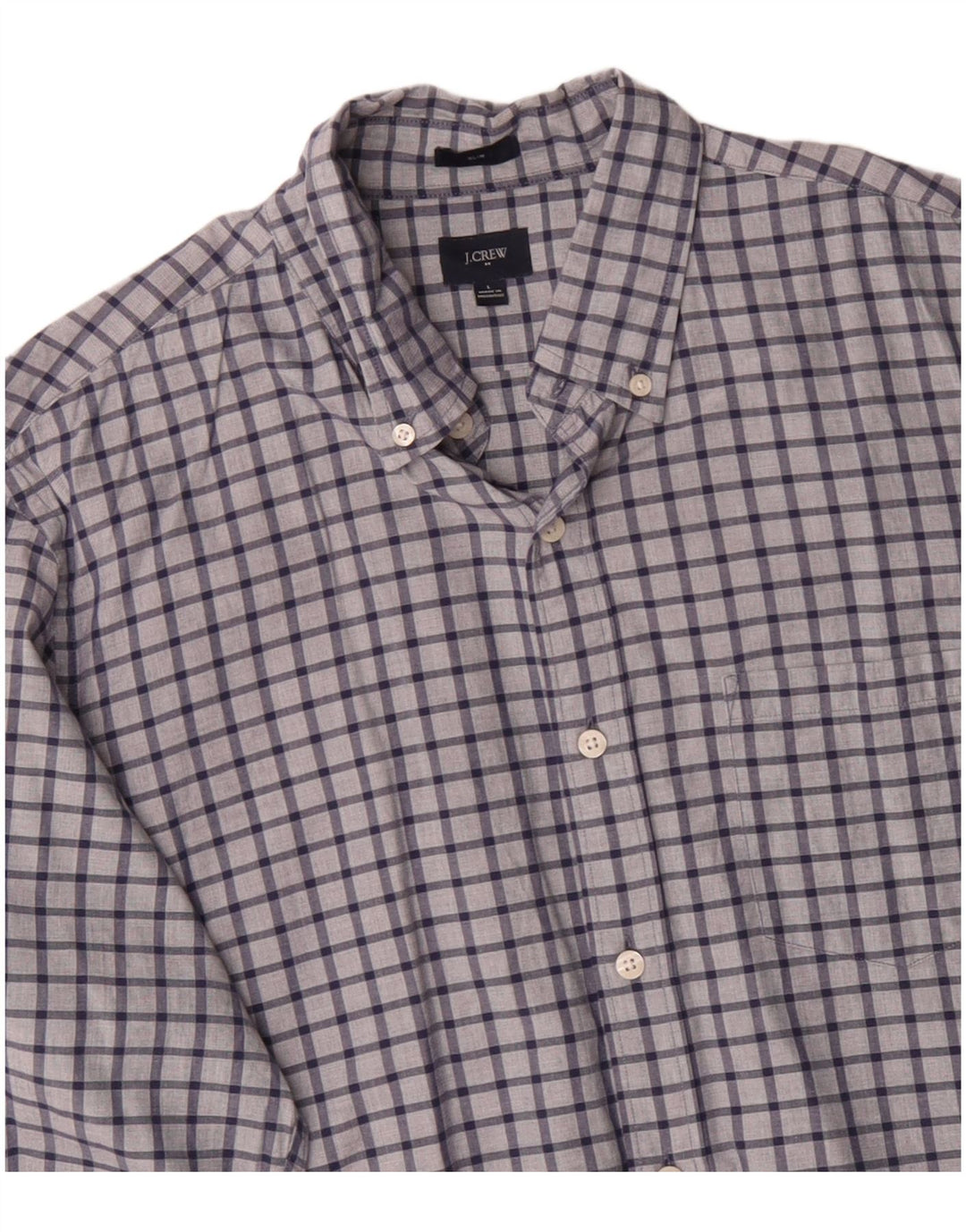 J. CREW Slim-Hemd für Herren, groß, marineblau, kariert, Baumwolle