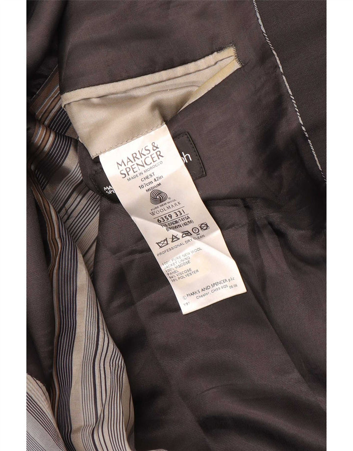 Marks & Spencer Herren 2-Knopf-Blazerjacke UK 42 Große braune Schurwolle