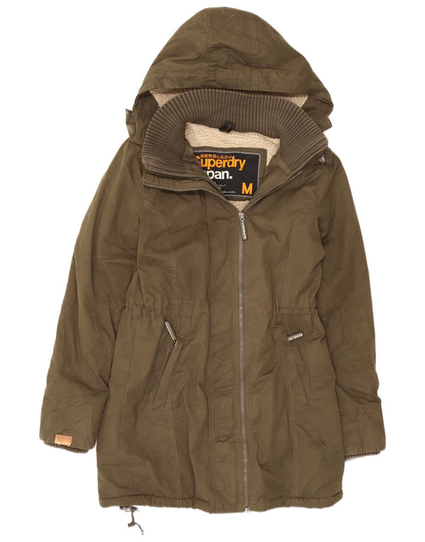 Superdry Parka-Jacke mit Kapuze für Damen, UK 14, mittleres Khaki, Polyester