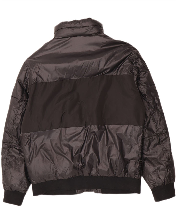 Dkny Herren Grafik-gepolsterte Jacke UK 38 Mittelschwarzes Colourblock-Nylon