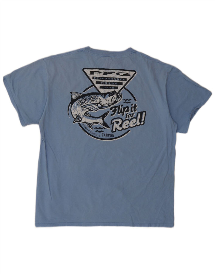 COLUMBIA Herren-T-Shirt mit Grafik, Größe L, aus blauer Baumwolle